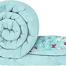 Story@Home Comforter Single Bed | 180GSM Microfiber Blanket Single Bed | 150X 225cm | AC Comforter | Blue Soft Blanket | Floral Pattern | Quilt | Single Dohar | Perfect Festive Gifting-picture-21