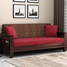 Ekdantix Furniture Solid Wood Sofa Cums Bed for Living & Bedroom | 3 Seater Sofa Cums Bed (Walnut Berry Diamonds)-image-3