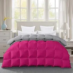AYANSHI BEDDING 600 GSM Heavy Winter Comforter Double Bed Size (90"X100") - 600 GSM Microfiber Super Soft Fluffy for Winter Comforter/Rajai/Duvet/Blanket Double Bed - Hot Pink/Silver Grey Color-picture-12