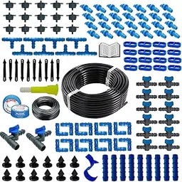 Plants Drip Irrigation Kit Watering Pipe Kit for Home Garden Lawn Farming & Agriculture Manual DIY System Purposes Water flow controlling drippers. (100 Plants Drip Kit)-picture-64