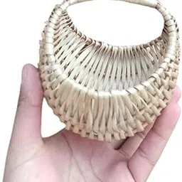 Mini Decorative Woven Basket, Natural Rattan, Crescent Shape, Handcrafted | Hamper Baskets | Rectangular Fruit Gift | Bamboo & Cane | Gift Hamper Baskets-picture-20