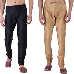 jexi Men's Silk Regular Fit Bottom Wear Chudidar Pyjama | Ethnic Wear Solid Pyjama for Men | Combo Pack of 2-picture-38