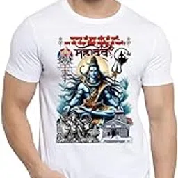 vesno Kedar Mahakal Printed Tshirt for Men and Boys Half-Sleeve-Round Neck, Polyster Fabric Orange Color T-Shirt-picture-15