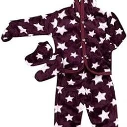 BOC (Bundle of comfort) Twinkle Baby Suit – Cozy Hooded Baby Winter Outfit with Star Design | Includes Mittens & Booties | Soft, Warm, and Comfortable Infant Suit for Cold Days-image-2