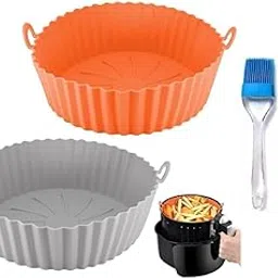 Multi-Color Silicone Air Fryer Basket with Ear Handles 2Pcs | Nonstick, Heat Resistant + Oil Brush & Spatula for Easy Cooking-picture-23