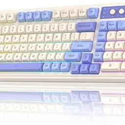 AULA S99 3 in 1 World's First Silicon Membrane Gaming Keyboard | Bluetooth/2.4GHz/USB-C Balls Keycap Keybaord with Knob | Programmable RGB Backlit Gaming Keyboard for PC/Xbox/PS5 (Purple)-image-9