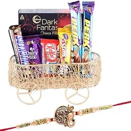 SFU E Com Premium Handcrafted Metal Cart With Chocolates | Rakhi Chocolate Gift For Brother | Ganesh Rakhi With Chocolates | Rakshabandhan Chocolate Gift | 582-picture-42