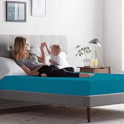 Trance Home Linen 100% Waterproof Premium Pure Bamboo Cotton Mattress Protector King Size | Hypoallergenic Elastic Fitted Mattresses Protector | Bed Cover (78x72 inch |6.5x6ft, Firozi)-image-1