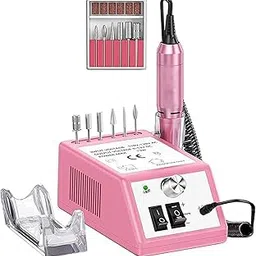 Professional Finger Toe Nail Care Electric Nail Drill Machine Manicure Pedicure Kit Electric Nail Art File Drill with 1 Pack of Sanding Bands (Pink)-image-2