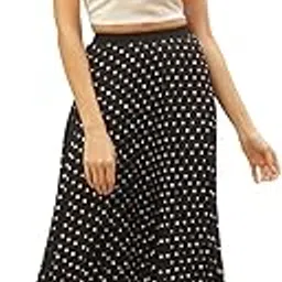 anvi be yourself Women Pleated Polka Skirt Black-picture-12