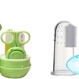 Tinny Tots Baby 4 in 1 Grooming Manicure & Pedicure Nail Essential Kit with Baby Silicone Soft Bristles Finger Brush for Oral Dental Care(Frog)-picture-21