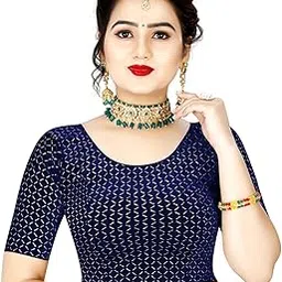 scube designs Velvet Stretchable Fit & Comfhy Round Neck Half Sleeve Readymade Saree Blouse Stylish Crop Top Choli for Girls & Women-picture-26