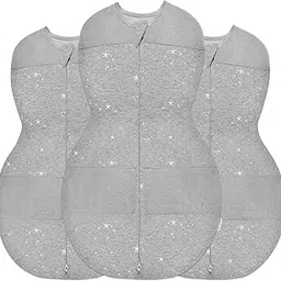 Happiest Baby Sleepea 5-Second Swaddle - 100% Organic Cotton Baby Swaddle Blanket - Doctor Designed Promotes Healthy Hip Development - 3-Pack Bundle (Graphite Stars, S, M, L) image 1