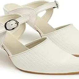 iconics Women's Pointed Toe Buckled Block Heel Mules-picture-29