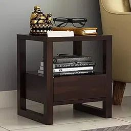 MAYWOOD Sheesham Wood Bedside Table | Wooden Bedside & Nightstand Table for Bedroom | Lamp Table with Drawer & Storage | Furniture for Living Room, Home & Hotels | Color - Walnut-picture-19