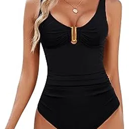 bmjl Women's Tummy Control Swimsuits Ruched Slimming One Piece Bathing Suit Deep V Neck Swimsuit-picture-15