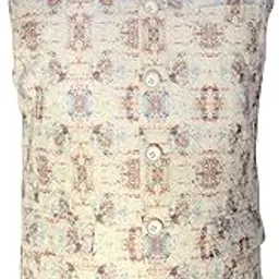 nf new fashion Nehru jacket for men Printed Embroidery Festive Waistcoat, Ethnic wear Flowral design (IN, Numeric, 46, Regular, Yellow)-picture-23