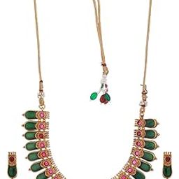 saraf rs jewellery Traditional Green Nagapadam Necklace Jewellery Set-picture-40