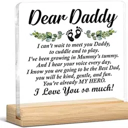New Dad Daddy to Be Gifts for First Time Dad, Pregnancy Baby Announcement Gifts for Husband First Fathers Day New Dad Clear Acrylic Desk Decorative Sign-picture-11