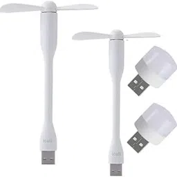 icall Portable Mini USB Dragon Fan with 2 Leaf White Color USB Fan & 2 Pc Poratble LED Mini Bulb Connect with Laptop, Smartphone, Powerbank, USB Adapter/Hub-picture-22