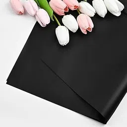 Saksham Black Solid Korean Wrapping - Matte Waterproof 20 sheets (Pack of 1) 60 Microns 58cm x 58cm, Perfect for Bouquets, Flower Wrapping, and Gift Packs | Get 3 Free Pull Bow Ribbons!-picture-14