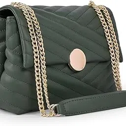 krifty Designer Quilted Crossbody Handbag, Faux Leather, Gold Chain Strap Women,s/Girls-picture-12