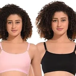 esoroucha Beginner Bra for Girl's // Women's Non-Padded Full Coverage Non-Wired T-Shirt Gym Workout Bra with Regular Strap (Pack of 2) Training Bra for Teenagers-picture-34