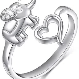mahi Rhodium Plated Elephant Shaped Adjustable Finger Ring for Women (FR1103039R)-picture-34
