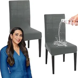 HOKIPO Water-Resistant Slipcovers for Dining Chair, Pack of 2, Dark Grey (AR-4916-DGRY*2)-picture-12