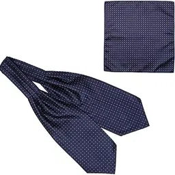 the tie hub Revolve Navy with Sky Blue Mini Polka Cravat and Pocket Square Combo For Men-picture-33