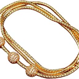 ADStones 30 Inch Long Mugappu Chain Snake Design 1 Gram Gold Polished Chain-image-1