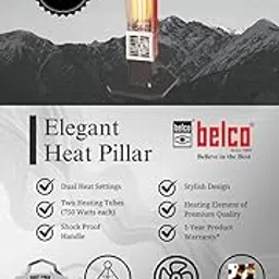 Belco Elegant Heat Pillar, 1500W, Dual Heat Settings, Oscillating Fan, Copper Winding, Rust-Free Reflector-image-10