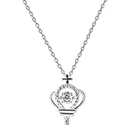 92.5 Sterling Silver | A Crown Shaped Hanging Key Pendant Set in Sterling Silver With CZ Stones | Gifts For Women and Girls | Valentine's Gift-image-8