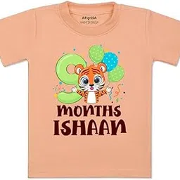 ARVESA Nine Month Customized Monthly Milestone Birthday Unisex TS-1074 Baby Customised Kids Baby Tshirt for Newborns, 9 Month Baby Boy Girl Dress Clothes for Photoshoot-picture-35