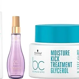 Schwarzkopf Professional Bonacure Moisture Kick Shampoo, Treatment & Ultime Barbary Finishing Oil-image-30