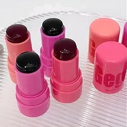 Gege Bear Dual Purpose Blush Stick | Jelly Texture Creamy with Buildable Coverage | Pink Blush for Cheeks & Long-Lasting Lip Glaze | 4 Stunning Shades from Peach to Mauve | Non-Sticky Gloss Formula | Waterproof Long-Lasting | Best Moisturizing Stick for Women & Teens (03# Blast Street Barbie, 7g)-picture-39