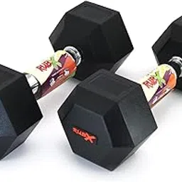 RUBX Rubber Coated Professional Exercise Hex Dumbbells (Pack of Two) 7.5 Kg x 2pc (Total = 15 kg)-image-50