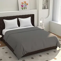 TIB 140 TC Glace Cotton Plain Duvet Cover King Size|Blanket Cover Double Bed|Quilt Cover Double Bed with Zipper 140 GSM, 90x100, Dark Grey-picture-14