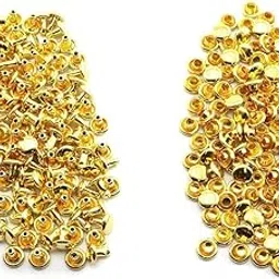 Nimida® Double Cap Rivets | Brass | Small Size-5 mm | Golden | for DIY Leather Craft | Pack of 100 Pairs-picture-64