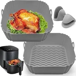 (2 Pcs) Airfryer Silicone Pot, Hot Air Fryer, Reusable Non-Stick Mats, Heat Resistant, Easy Cleaning, Hot Air Fryer, Silicone, Square, for Kitchen BY DYZEKO(Multicolor)-picture-10