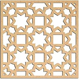 Haoser Pine MDF-3mm Wooden Panel for Room Divider/Partition, Wall Decor Pack of 1 Geometric Laser Cut Carved Panel (Panle-4_LxW-50x50cm)-image-77