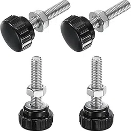 uxcell 4 Sets Knurled Knobs Thumb Screws with Nuts Washers, Metric M8 x 40mm Male Thread 25mm Plastic Head, 304 Stainless Steel Stud Hand Knobs Clamping Thumbscrews Handles, Black-picture-11