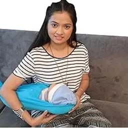 HOOPA 2-in-1 Hooded Feeding Pillow Turquoise Blue | Feeding Pillow with Cover | Nursing pad with Baby Cover Baby Carrier, Reclined Carrier, Infant Carrier-image-98