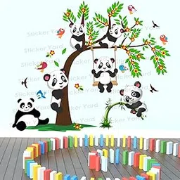 Sticker Yard PVC Vinyl Panda Tree Swing Self-Adhesive Wall Sticker for Home Decor/Decoration - Living Room, Bedroom, Kids Room (Multicolor,Size 78X65CM)-picture-40