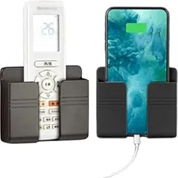 DSNS Wall Mounted Adhesive Remote Control Stand Mobile Phone Holder for Charging AC/TV Storage Box for All Smartphones Black Pack of 2-image-26