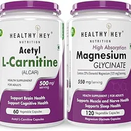 HealthyHey Nutrition Acetyl L-Carnitine (ALCAR),60 capsules & Magnesium Glycinate 120 capsules-picture-33