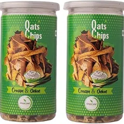 GREENLAND Protein Chips (Pack of 2, 135g Each) Healthy Snacks | Gluten Free | Rich in Protein | Zero Trans Fat | Flavor: Cream & Onion Oats-picture-12