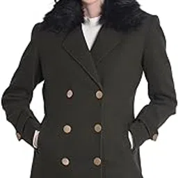 crimsoune club Women's Olive Double-Breasted Overcoat-picture-12
