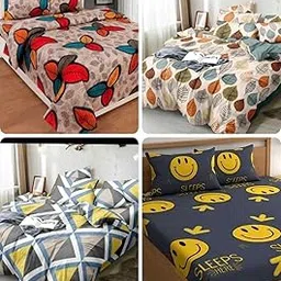 New Luxuries Designed Ahmedabad SingleBed Bedsheet Combo (Pack of 4 Single Bedsheets with 4 Pillow Covers, Pure Cotton Bedsheet Multicolor) (9)-picture-39