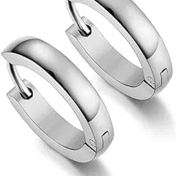 Valentine jewellery Stainless Steel Mens Earrings Om Black Gold Silver Piercing Screw Bali Stud Hoops Earing Multicolor Earrings Combo for Women Girls men boys Unisex-image-66